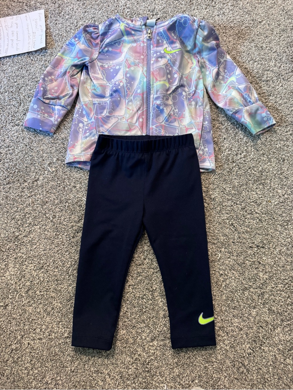 Nike Girls' Neon Swoosh Athletic Set - Pastel Galaxy Jacket & Black Leggings